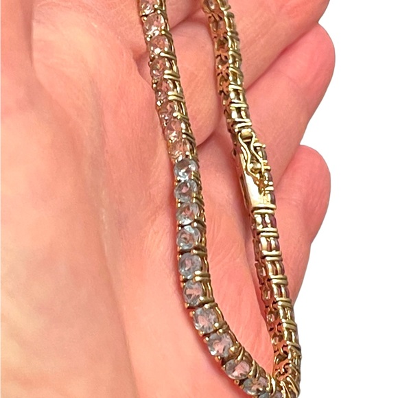 Lovely multi color crystal Simulated stone gold plt Sterling silver bracelet - Picture 7 of 8